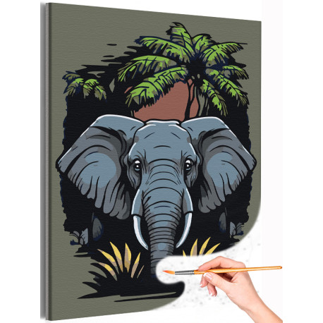 1 Большой слон Животные Раскраска картина по номерам на холсте