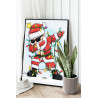 2 Дед мороз с гирляндой танцующий Новый год Рождество Санта-Клаус Танец Праздник Раскраска картина по номерам на холсте
