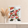 4 Дед мороз с гирляндой танцующий Новый год Рождество Санта-Клаус Танец Праздник Раскраска картина по номерам на холсте