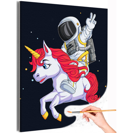 1 Стильный космонавт на единороге Люди Спорт Космос Для мальчика Для девочек Раскраска картина по номерам на холсте