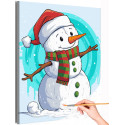 1 Новогодний снеговик Новый год Рождество Зима Для детей Для мальчика Для девочек Раскраска картина по номерам на холсте