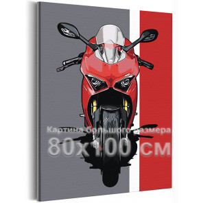 Красный спортивный мотоцикл Техника Байк Для мужчин 80х100 Раскраска картина по номерам на холсте
