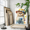 3 Котенок в шляпе Животные Кошки Коты Лето Британец 80х100 Раскраска картина по номерам на холсте