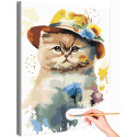 1 Котенок в шляпе Животные Кошки Коты Лето Британец Раскраска картина по номерам на холсте