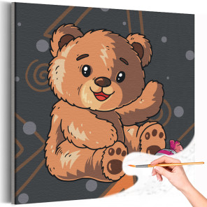 1 Мишка с розовой конфетой Животные Для детей Детская Для мальчика Для девочек Медведь Для триптиха Раскраска картина по номерам