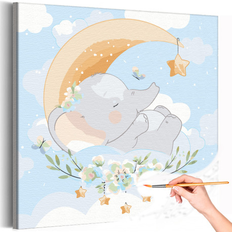 1 Слоненок в небе Коллекция Cute animals Слон Животные Цветы Бабочки Луна Звезды Для детей Детские Для девочек Для мальчиков Рас