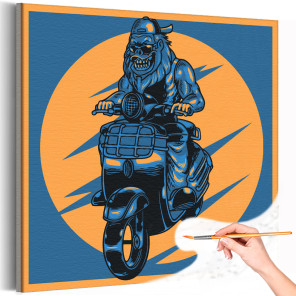 1 Горилла на мопеде Животные Обезьяна Мотоцикл Для детей Для мальчиков Раскраска картина по номерам на холсте