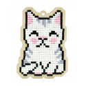  Полосатый кот Алмазная мозаика подвеска Гранни Wood Wp0354