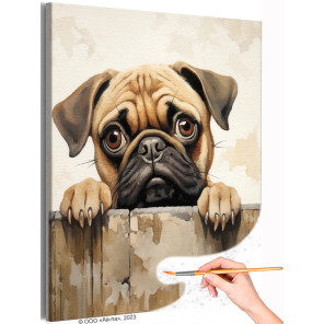  Мопс с большими глазами / Мопс влюблен в тебя Животные Собаки Интерьерная Раскраска картина по номерам на холсте AAAA-NK582