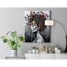  Портрет девушки с яркими бабочками Люди Женщина Черно белая Стильная Интерьерная 80х100 Раскраска картина по номерам на холсте 