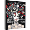 Портрет девушки с красными губами и бабочками Люди Женщина Черно белая Стильная Интерьерная 80х100 Раскраска картина по номерам 