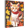 Рыжий котенок в осенних листьях Животные Коты Кошки Осень Для детей Детская 60х80 Раскраска картина по номерам на холсте