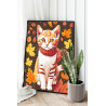  Рыжий котенок в осенних листьях Животные Коты Кошки Осень Для детей Детская 60х80 Раскраска картина по номерам на холсте AAAA-S