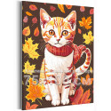 Рыжий котенок в осенних листьях Животные Коты Кошки Осень Для детей Детская Яркая 75х100 Раскраска картина по номерам на холсте