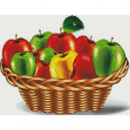 Яблоки в корзине Алмазная мозаика на подрамнике Цветной