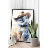 2 Британский котенок в шляпе Животные Кошки Коты Лето Раскраска картина по номерам на холсте