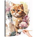 Рыжий британский кот в цветах Животные Кошки Котята Лето Раскраска картина по номерам на холсте