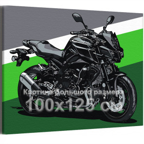 Стильный мотоцикл на зеленом фоне Байк Спорт Для мужчин 100х125 Раскраска картина по номерам на холсте