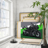 3 Стильный мотоцикл на зеленом фоне Байк Спорт Для мужчин 100х125 Раскраска картина по номерам на холсте