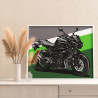 5 Стильный мотоцикл на зеленом фоне Байк Спорт Для мужчин 80х100 Раскраска картина по номерам на холсте