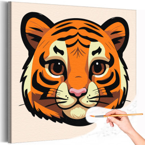 1 Портрет тигренка Животные Тигр Для детей Детская для мальчика Для девочек Легкая 40х40 Раскраска картина по номерам на холсте