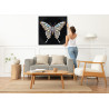 5 Белая бабочка с узорами Животные Яркая Интерьерная Коллекция дудлинг 80х80 Раскраска картина по номерам на холсте