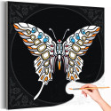 1 Белая бабочка с узорами Животные Яркая Интерьерная Коллекция дудлинг 40х40 Раскраска картина по номерам на холсте