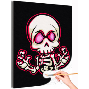 1 Скелет с розовыми глазами Череп Монстры Хэллоуин Halloween Мультики Для детей Раскраска картина по номерам на холсте с неоново
