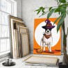 3 Джек рассел в шляпе с метлой Животные Собаки Хэллоуин Halloween 80х100 Раскраска картина по номерам на холсте