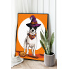 2 Джек рассел в шляпе с метлой Животные Собаки Хэллоуин Halloween Раскраска картина по номерам на холсте