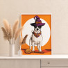 4 Джек рассел в шляпе с метлой Животные Собаки Хэллоуин Halloween Раскраска картина по номерам на холсте