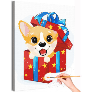 1 Корги подарок Животные Собаки Зима Для детей Детская Для мальчика Для девочек Раскраска картина по номерам на холсте