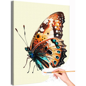 1 Бабочка шоколадница Насекомые Лето Природа Раскраска картина по номерам на холсте