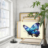 3 Голубая бабочка Насекомые Лето Природа 80х100 Раскраска картина по номерам на холсте
