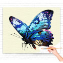 1 Голубая бабочка Насекомые Лето Природа Раскраска картина по номерам на холсте