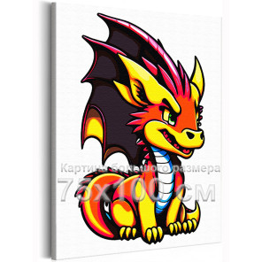 Маленький неоновый дракон Животные Для мальчиков Для детей Мифология 75х100 Раскраска картина по номерам на холсте