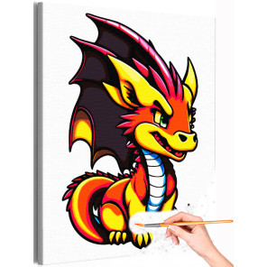 1 Маленький неоновый дракон Животные Для мальчиков Для детей Мифология Раскраска картина по номерам на холсте