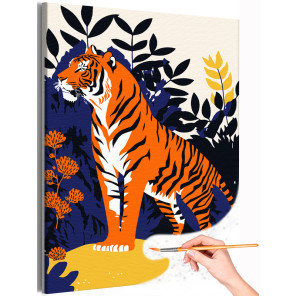 1 Тигр в Индии Животные Хищники Для детей Детские Для мальчиков Раскраска картина по номерам на холсте