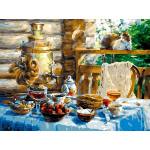  Чаепитие в саду Раскраска картина по номерам на холсте Белоснежка 975-AS