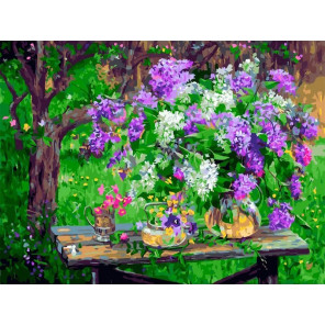  Сирень в саду Раскраска картина по номерам на холсте Белоснежка 973-AS