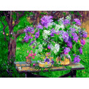 Сирень в саду Раскраска картина по номерам на холсте Белоснежка