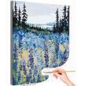 Синие люпины на поле Природа Пейзаж Цветы Лес Лето Раскраска картина по номерам на холсте
