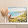  Яркие цветы у морского берега Природа Пейзаж Море Океан Пляж Лето Раскраска картина по номерам на холсте AAAA-NK596