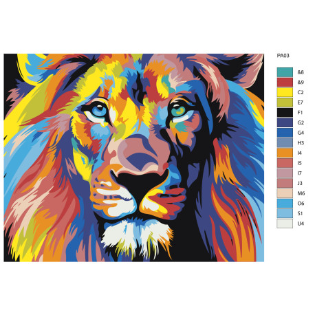  Радужный лев Раскраска картина по номерам на холсте PA03