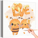 Влюбленные пчелы Коллекция Cute love Любовь Романтика Пара Для детей Детские Для девочек Для мальчиков Раскраска картина по номерам на холсте