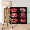 3 Красные губы 80х80 см Раскраска картина по номерам на холсте