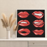 3 Красные губы Раскраска картина по номерам на холсте