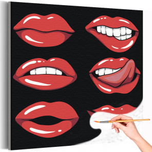  Красные губы Раскраска картина по номерам на холсте AAAA-C0066