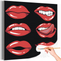 Красные губы Раскраска картина по номерам на холсте