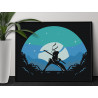 2 Японский воин на фоне луны Люди Ниндзя Ночь Мультики Легкая Аниме Для мальчика 75х100 Раскраска картина по номерам на холсте